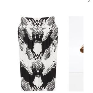 NWT Burberry Monochrome Abstract Pencil Skirt deer motif size 8